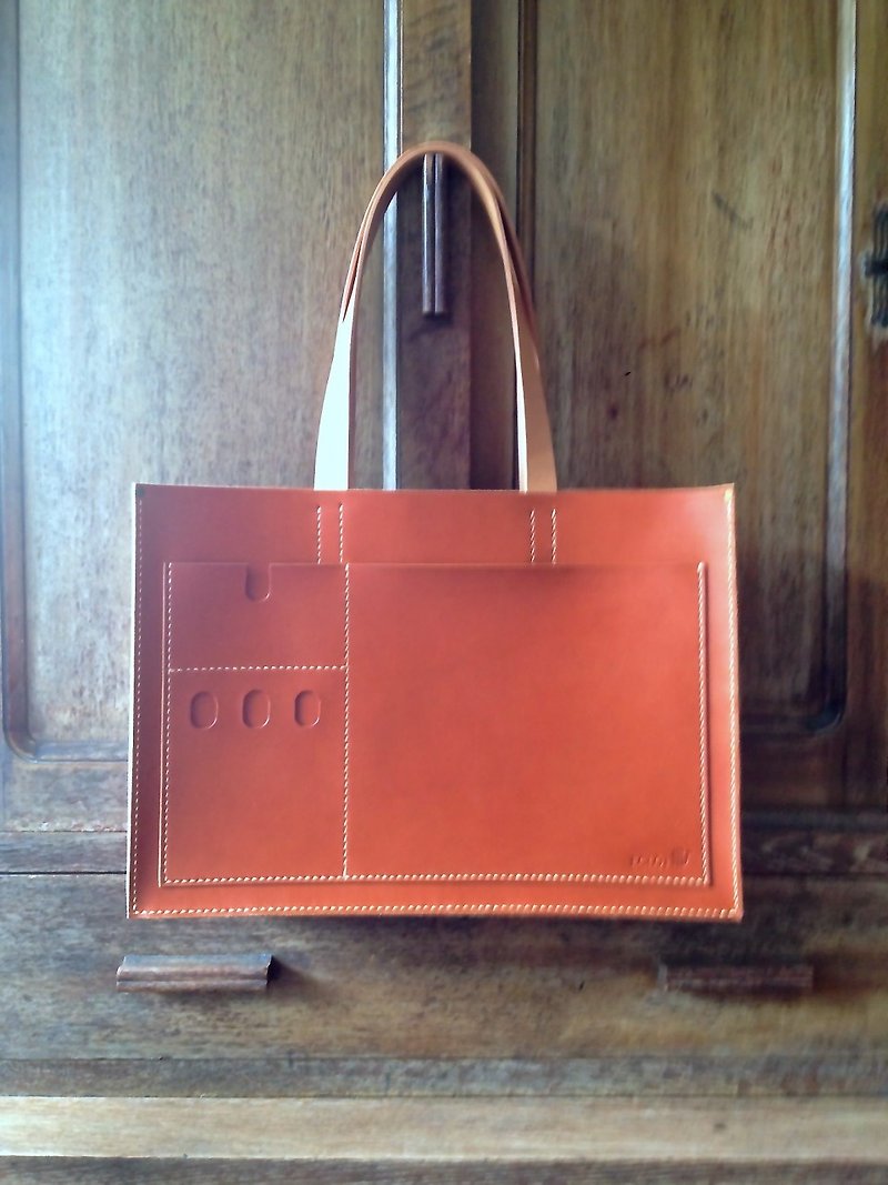 Horizontal shoulder work leather bag - Messenger Bags & Sling Bags - Genuine Leather 