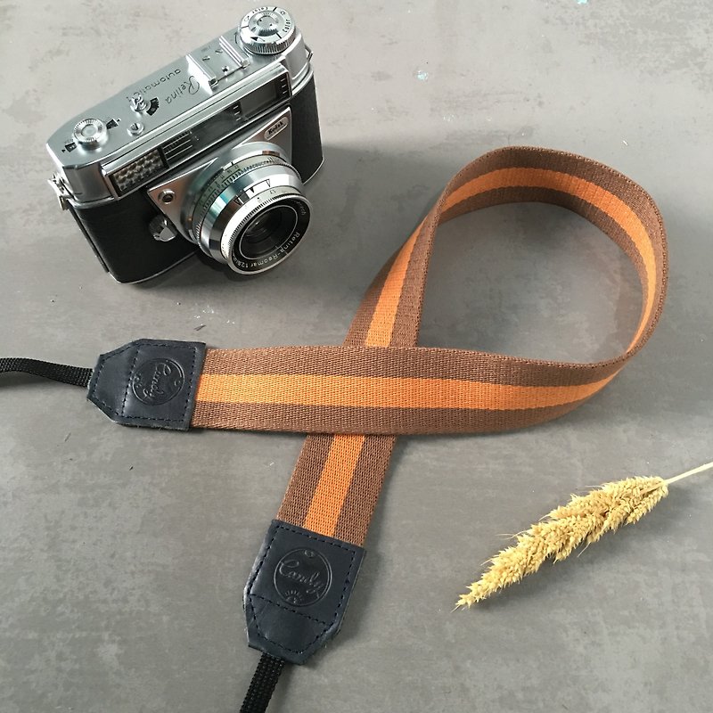 Brown Orange  Mirrorless or DSLR Camera Strap - Cameras - Cotton & Hemp Brown