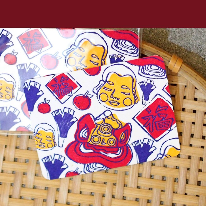Mini Letterpress Greeting Cards Made in Hong Kong New Year's Eve (5pcs) - การ์ด/โปสการ์ด - กระดาษ สีแดง