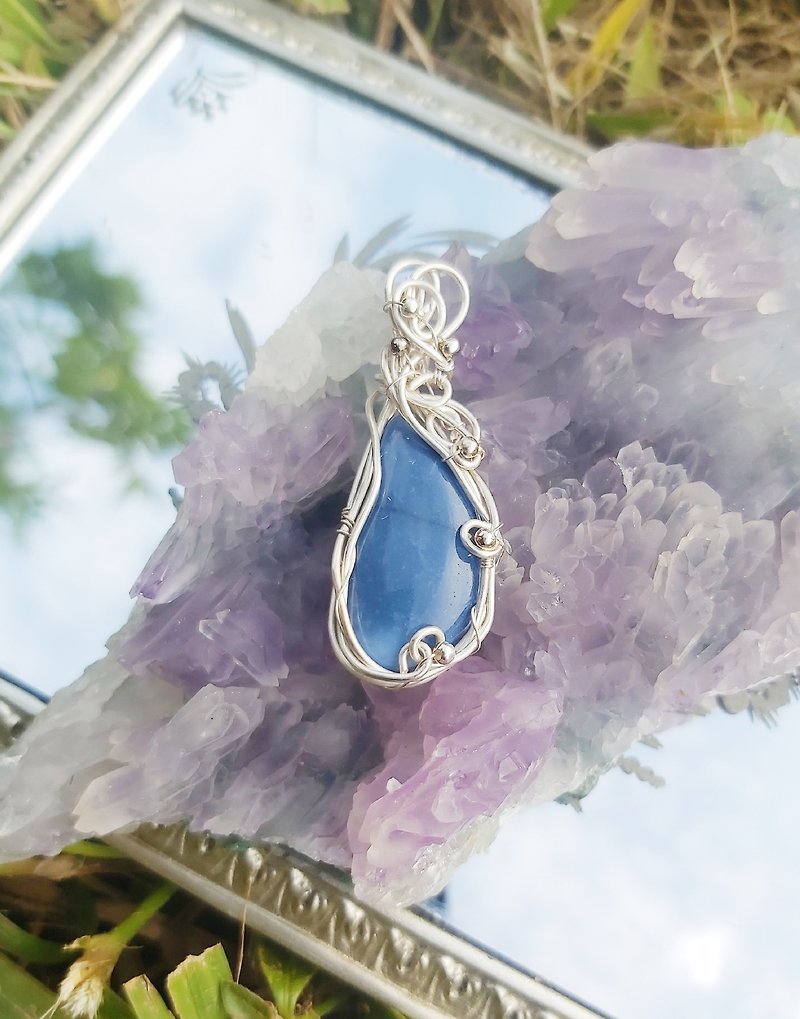 Blue Opal Sterling Silver Pendant - Necklaces - Sterling Silver Blue