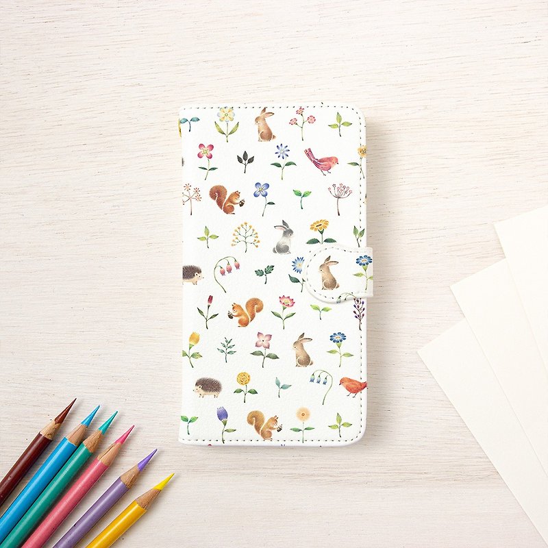 Notebook type smartphone case "Animals in the forest" TSC-193 - เคส/ซองมือถือ - พลาสติก หลากหลายสี