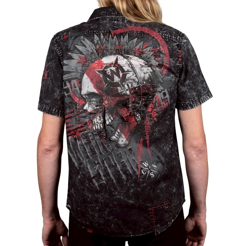 Chaos 工裝搖滾短襯衫 - 男襯衫/休閒襯衫 - 棉．麻 黑色