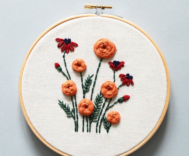 Embroidery Pattern, Brazilian Rose, PDF Instant Download + Video Tutorial