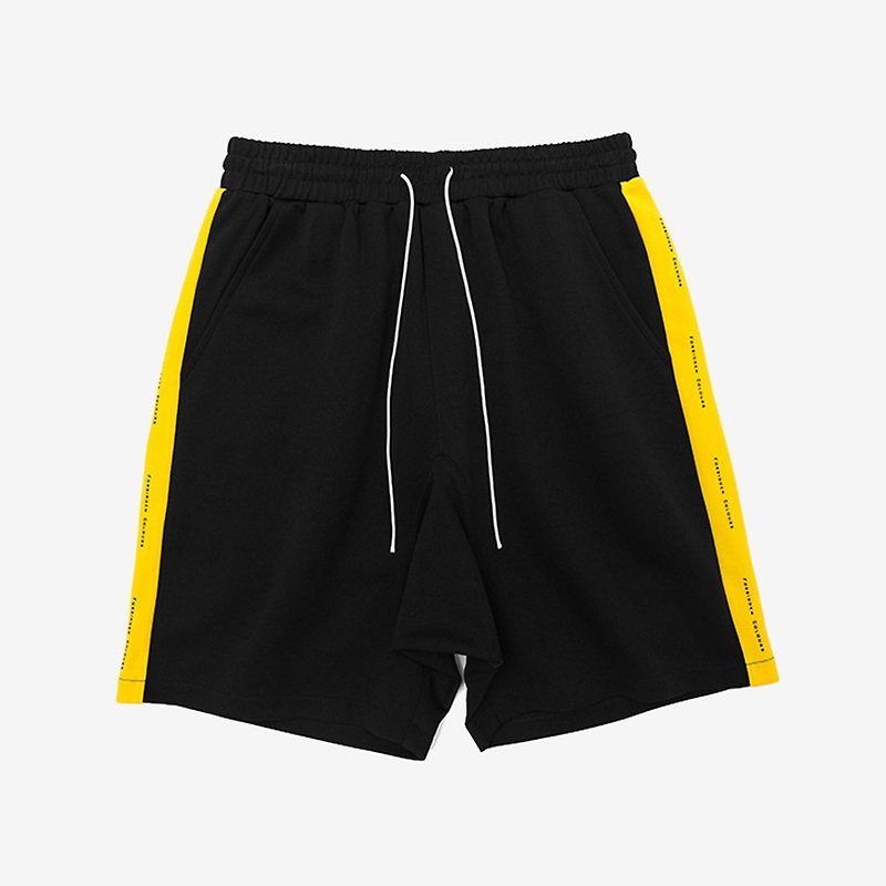 Retro Side Striped Sports Shorts - Yellow / Green / Red - Men's Sportswear Bottoms - Polyester 