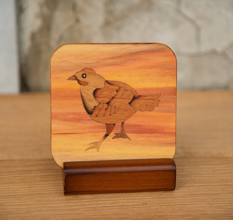 Inlay craft coaster-Taiwan forest animals series-Taiwan bamboo chicken - ของวางตกแต่ง - ไม้ 