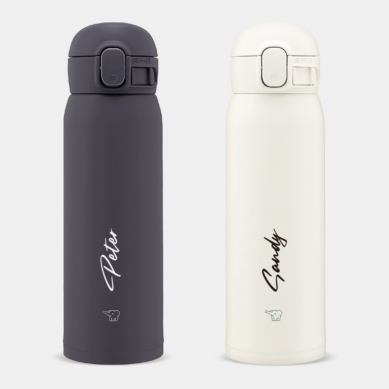 [Customized Gift] Stainless Stainless Steel Bottle with Cursive English Name Zojirushi Spring Cap PU027 - Vacuum Flasks - Stainless Steel Black