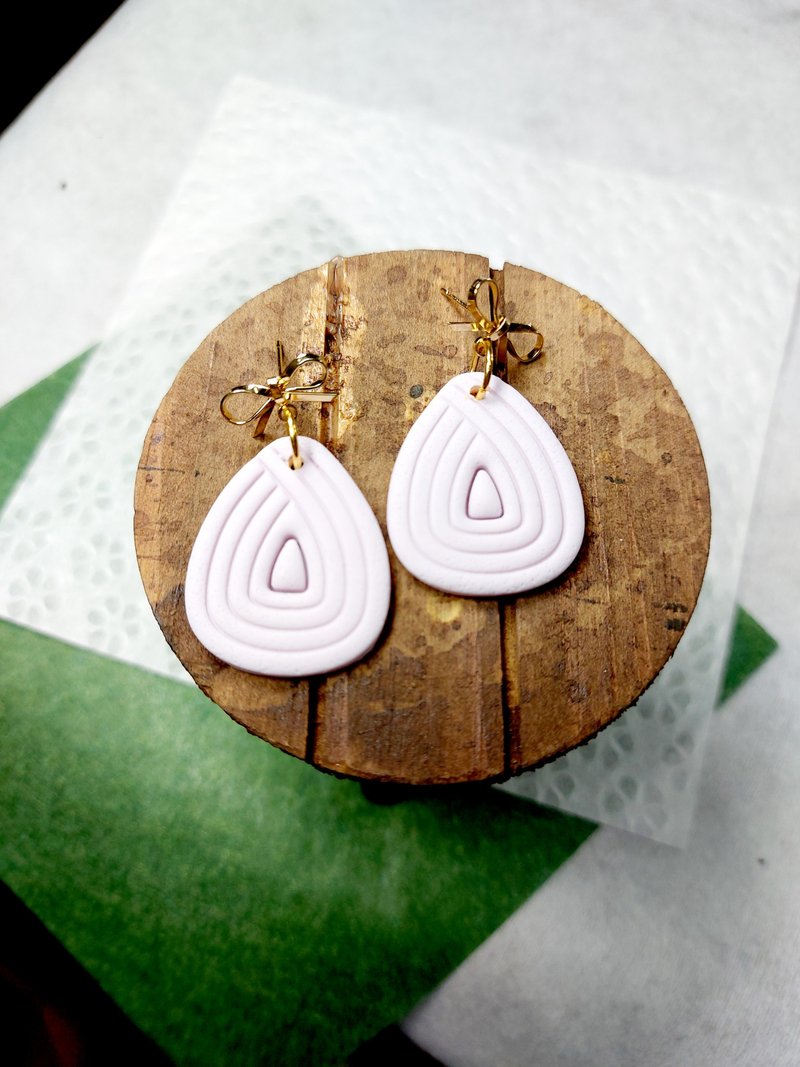 Polymer clay earrings - water drop earrings - Earrings & Clip-ons - Clay White