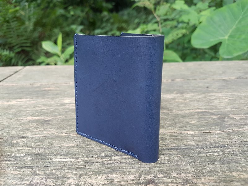 Put the card, banknotes, small change, minimalist, short clip, vegetable tanned leather, customized style/birthday first choice - Wallets - Genuine Leather Blue