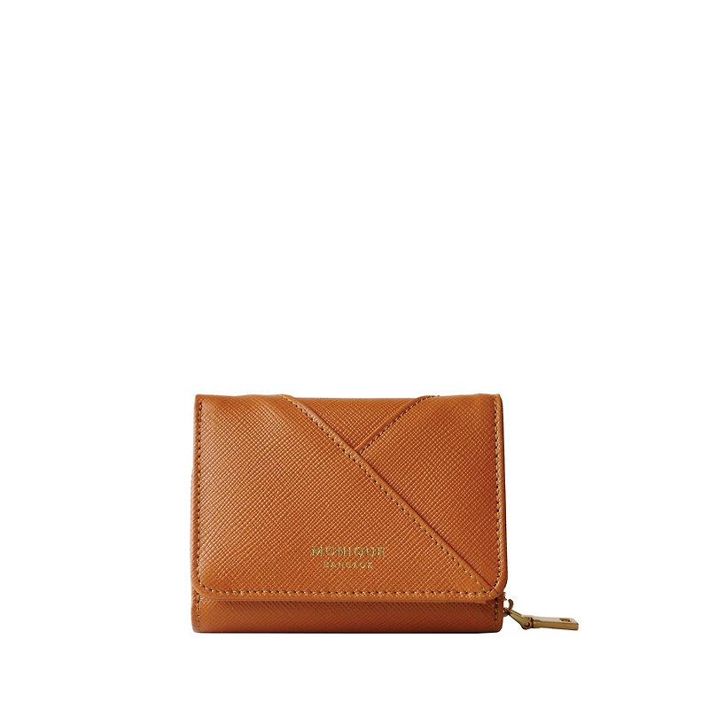 Ellie Mini Wallet in Tan Saffiano Leather - 銀包 - 真皮 咖啡色