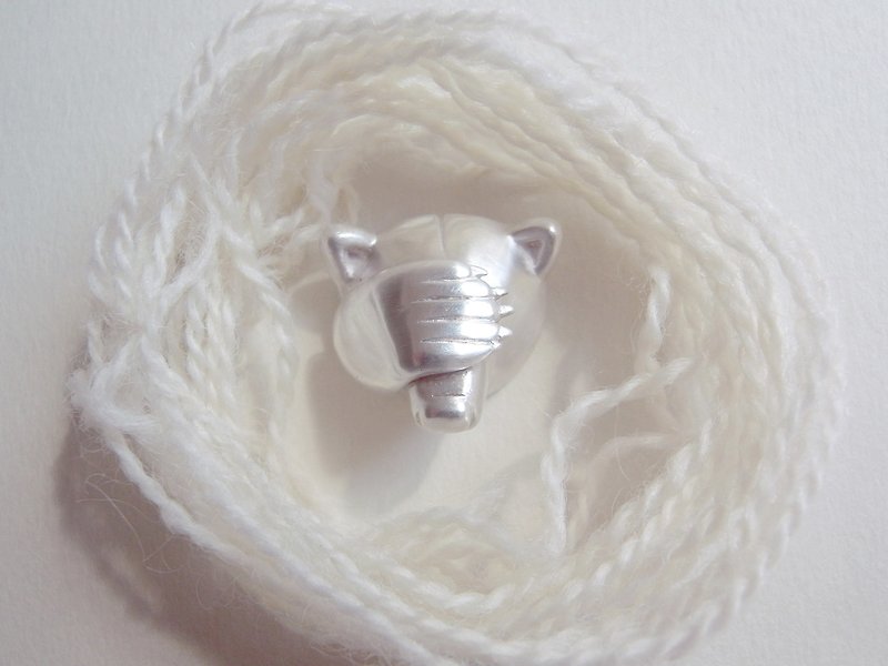 Sad Polar Bear--Sterling Silver--Silver Bear--Pendant Necklace with Wax Rope - สร้อยคอ - เงิน สีเทา