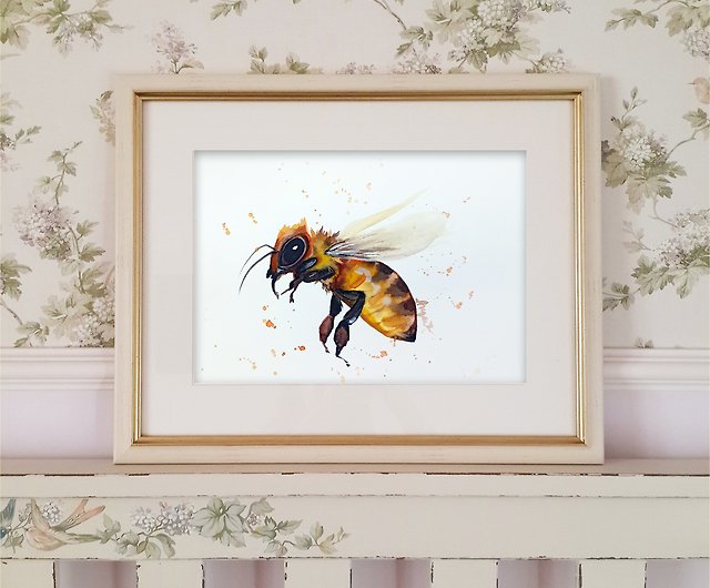 Watercolor new original room decor bee painting Anne Gorywine
