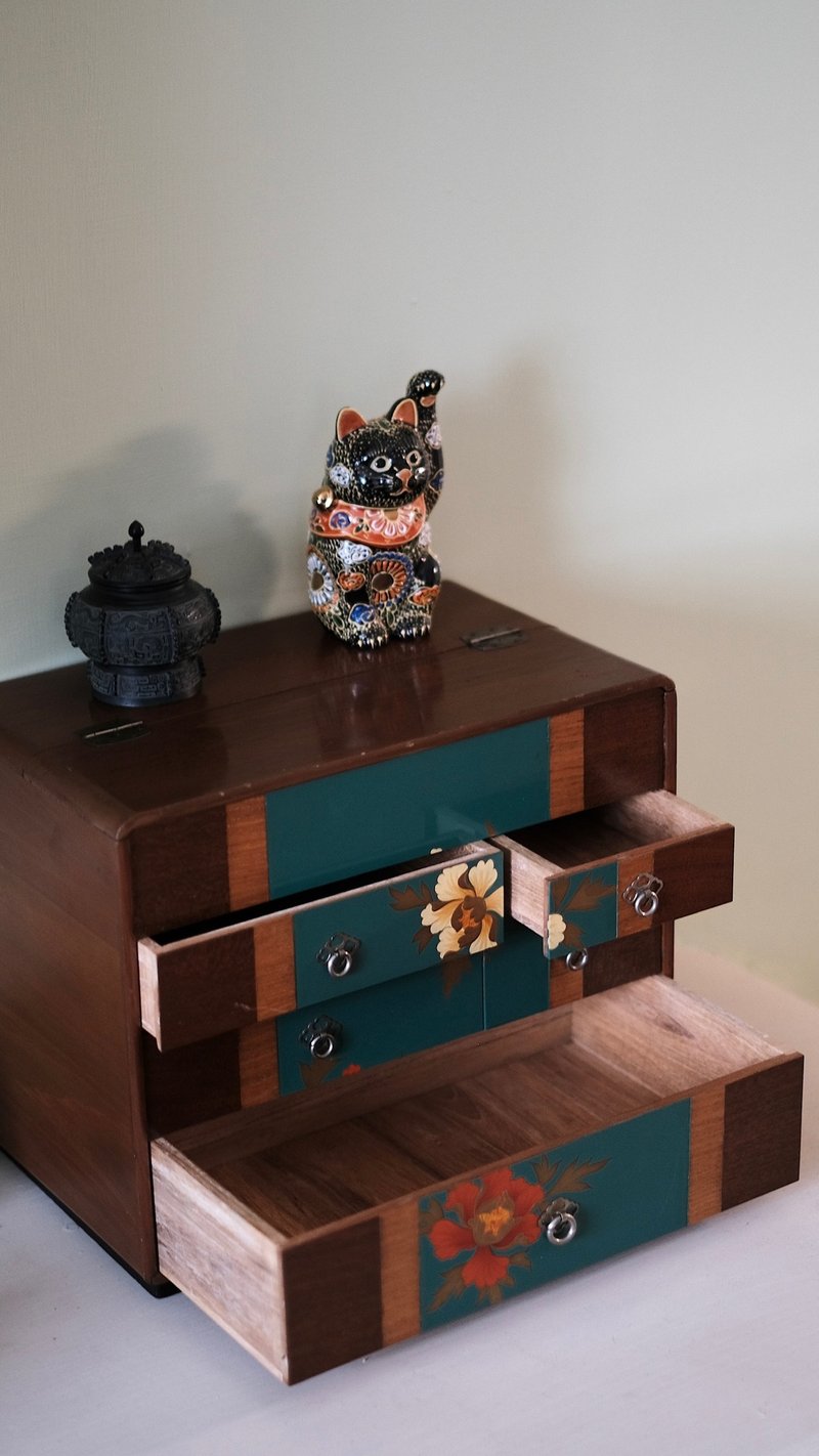 日式手繪花卉小櫃 - 居家收納/收納盒/儲物盒 - 木頭 