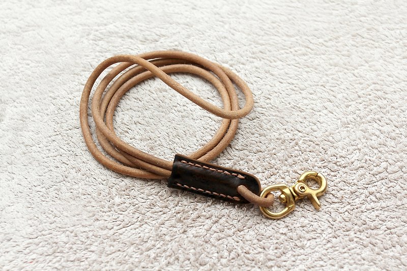 Original color leather lanyard leather label can choose color - Necklaces - Genuine Leather Khaki