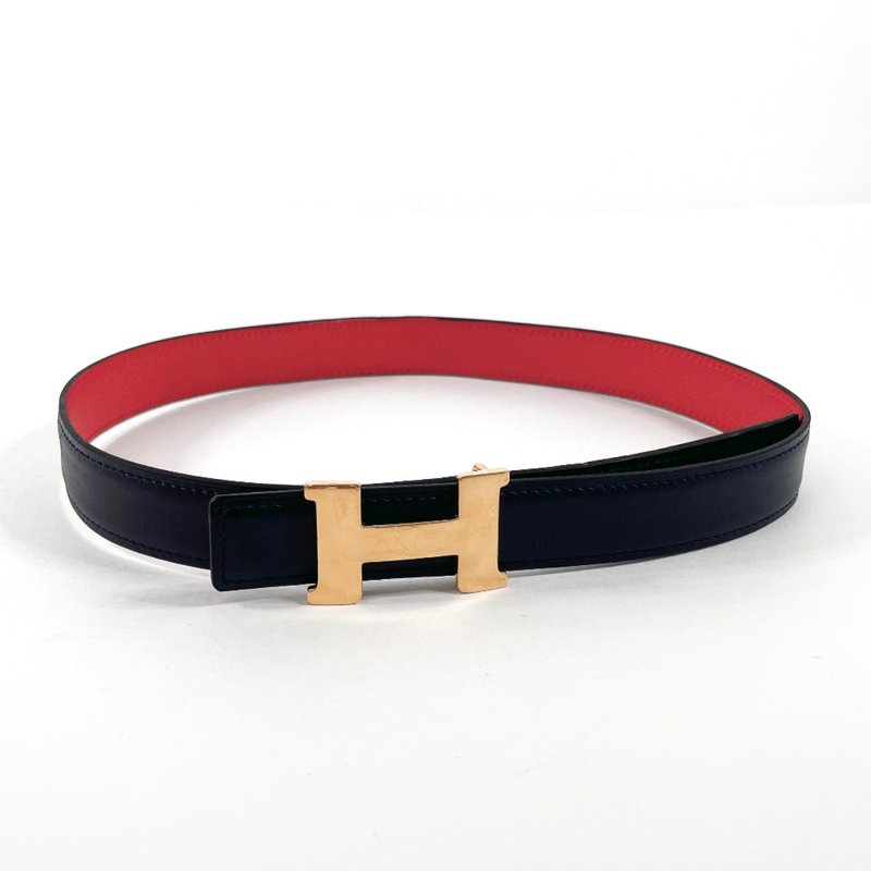【日本直送 中古美品】エルメス HERMES ベルト コンスタンス H リバーシブルベルト クシュベル/ボックスカーフ ネイビー - 其他 - 真皮 藍色