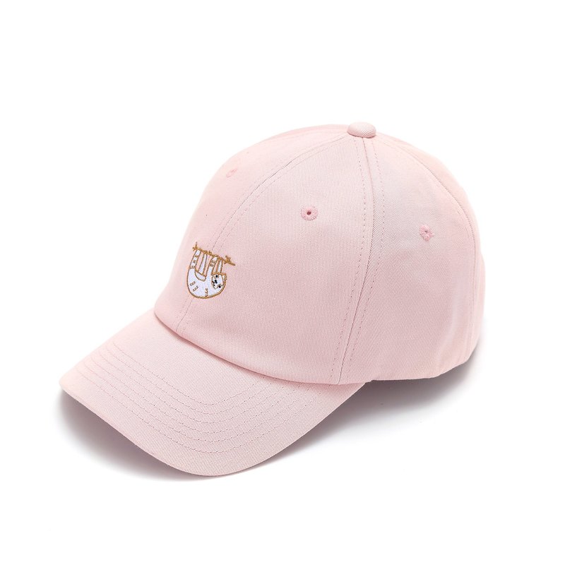 Lazy Sloth Embroidery Ballcap/ Dad cap/ Baseball cap (Pink) - หมวก - ผ้าฝ้าย/ผ้าลินิน สึชมพู