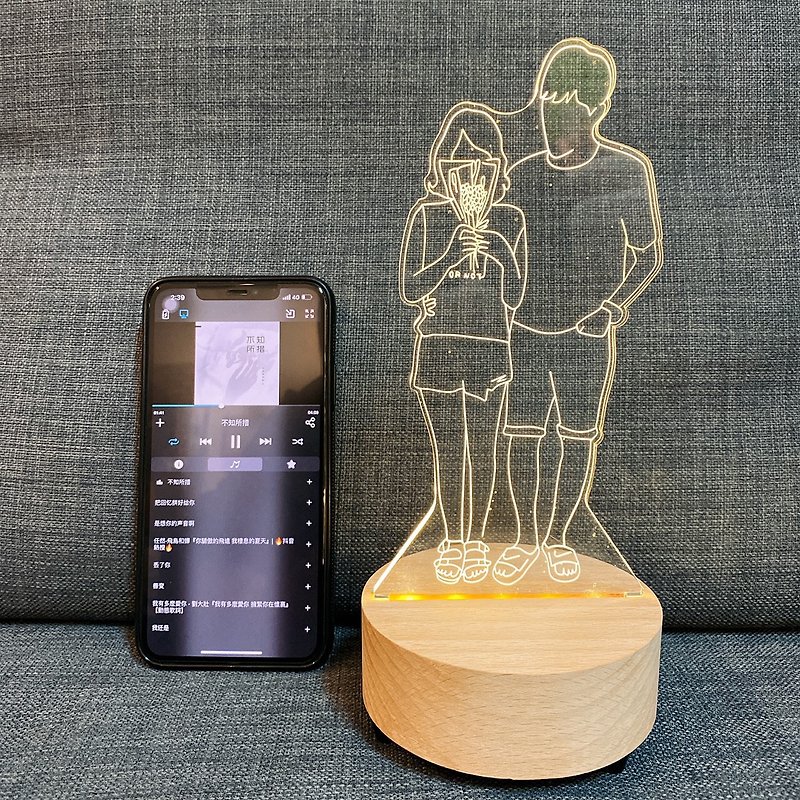 This year's most powerful customized gift for couples: Log Led night light, Bluetooth speaker, small night light, customized night light - โคมไฟ - ไม้ สีม่วง
