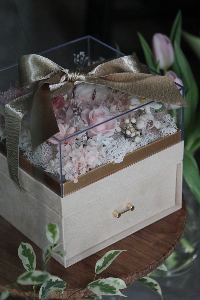 [Scented Candle Double Layer Preserved Flower Gift Box] Contains Morning Forest Candle/Eternal Flower Gift - Dried Flowers & Bouquets - Plants & Flowers Pink