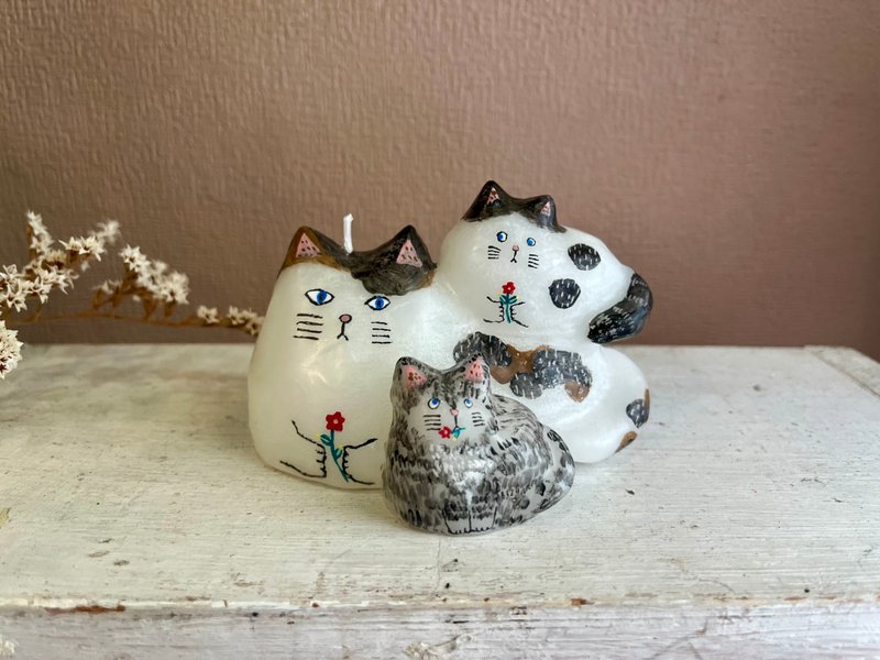 家族ねこ - 香氛蠟燭/燭台 - 蠟 白色