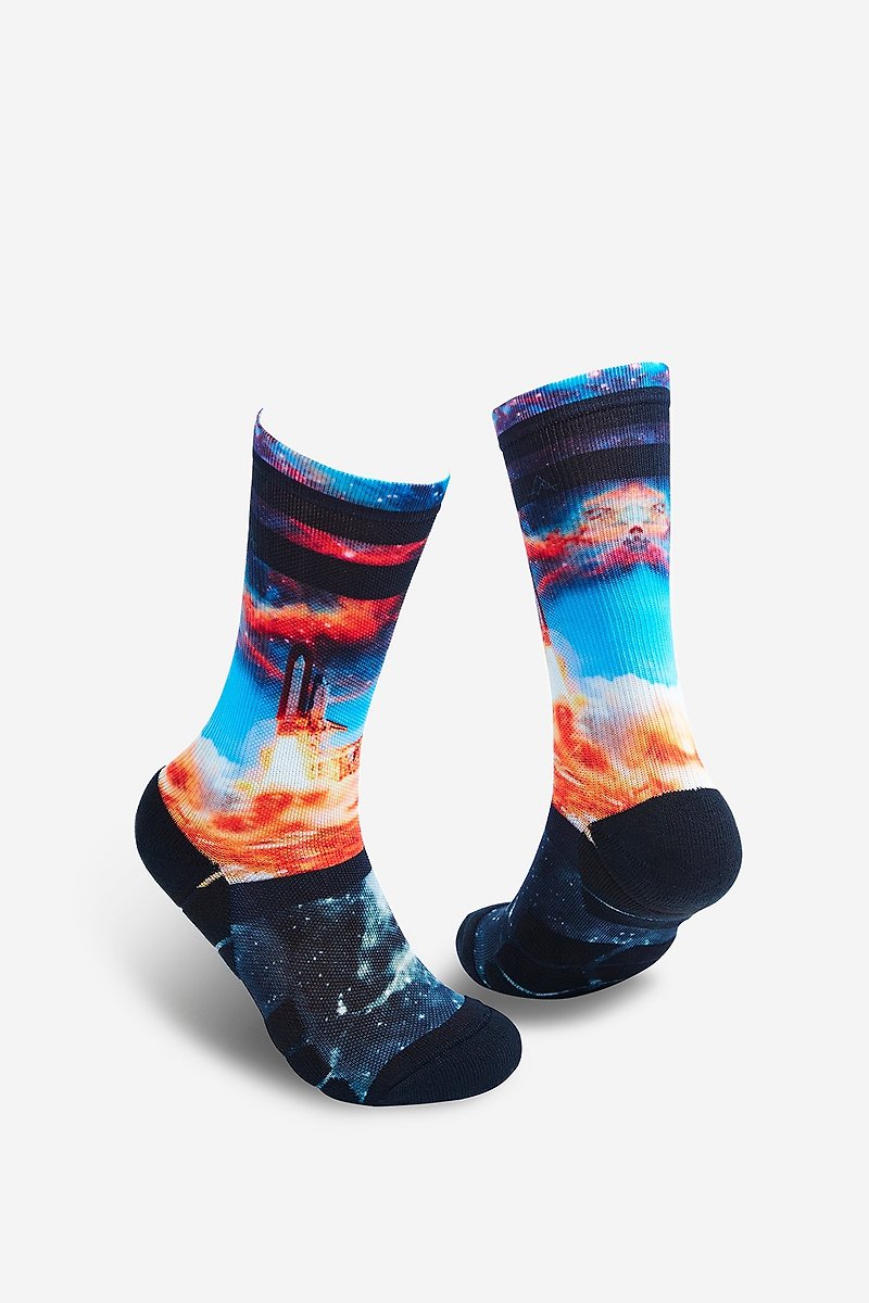 【Chainloop】 LIFEBEAT fashion X sports socks Galaxy rocket launch design socks with boys and girls size - ถุงเท้า - ผ้าฝ้าย/ผ้าลินิน 