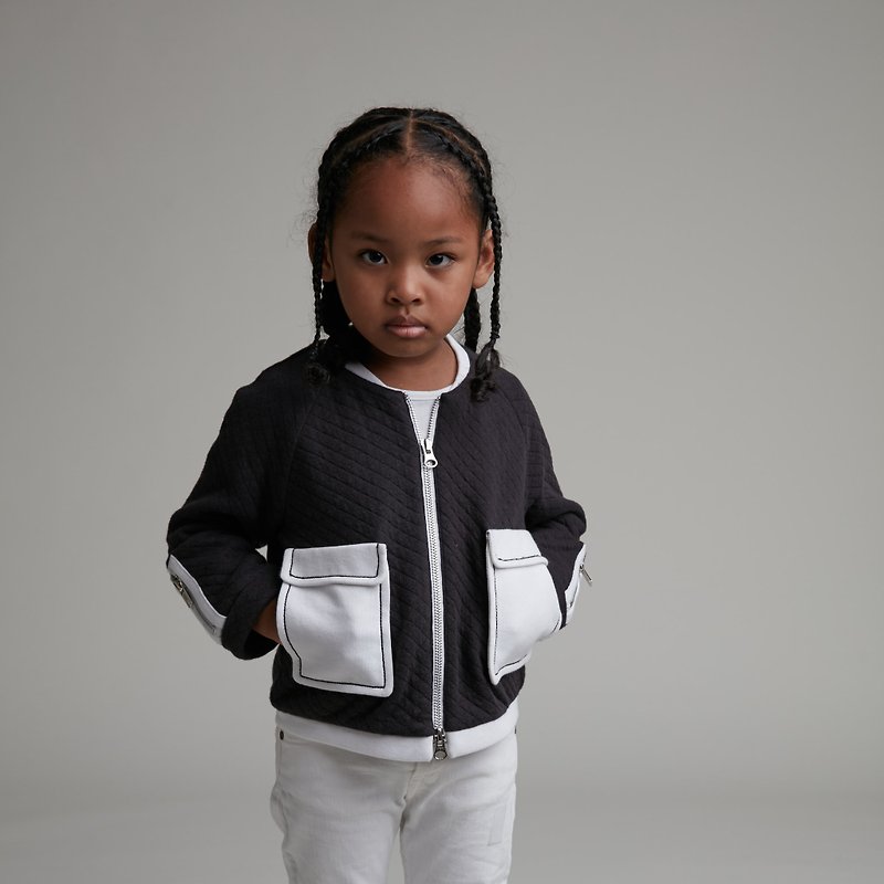 Large pocket plaid jacket (black) - Coats - Cotton & Hemp Black