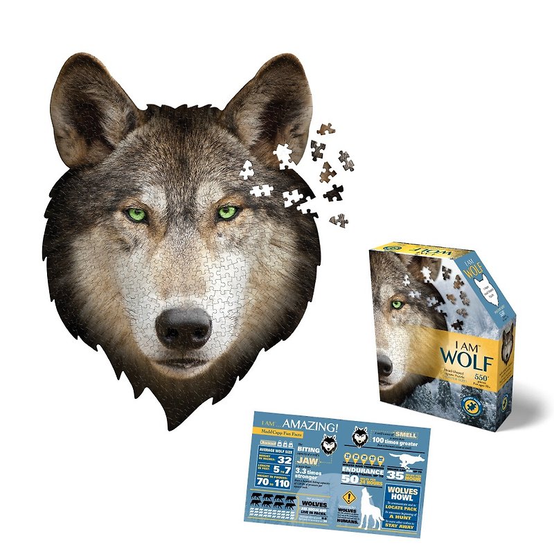 I AM Animal Puzzle, I Am a Wolf, 550 Series | Amazing Large Size, Difficulty Equal to 1000 - Puzzles - Paper 