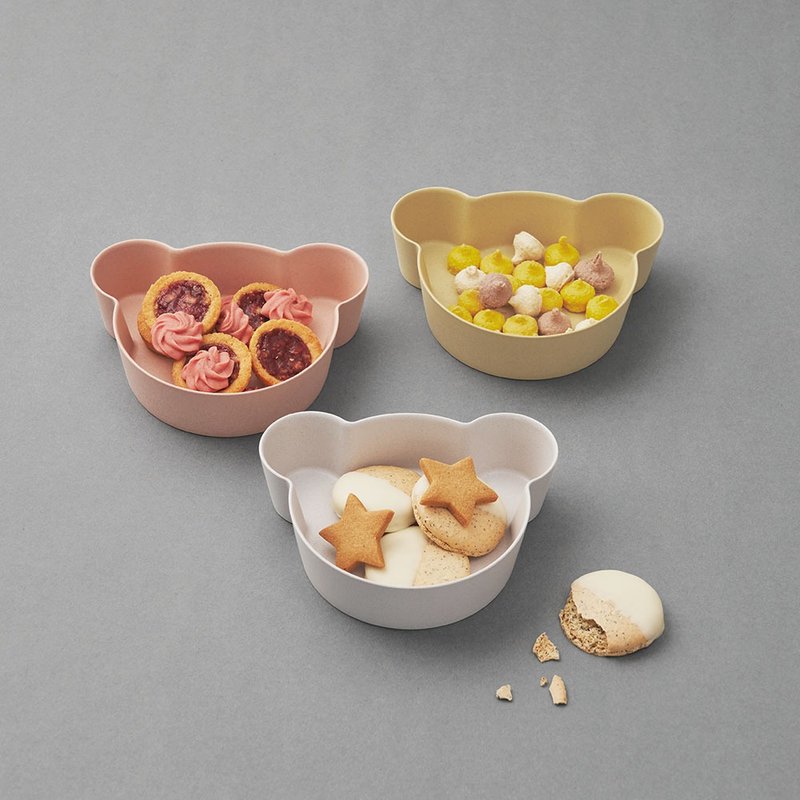 【Tak】BIO Kids Dish antibacterial bear shallow bowl/bowl lid combination baby tableware and children's tableware - Children's Tablewear - Resin Multicolor