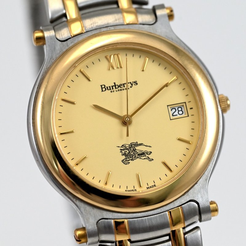 Vintage Burberrys OF LONDON  Unisex Quartz Watch 34mm Gold Dial JAPAN - นาฬิกาผู้ชาย - สแตนเลส สีทอง