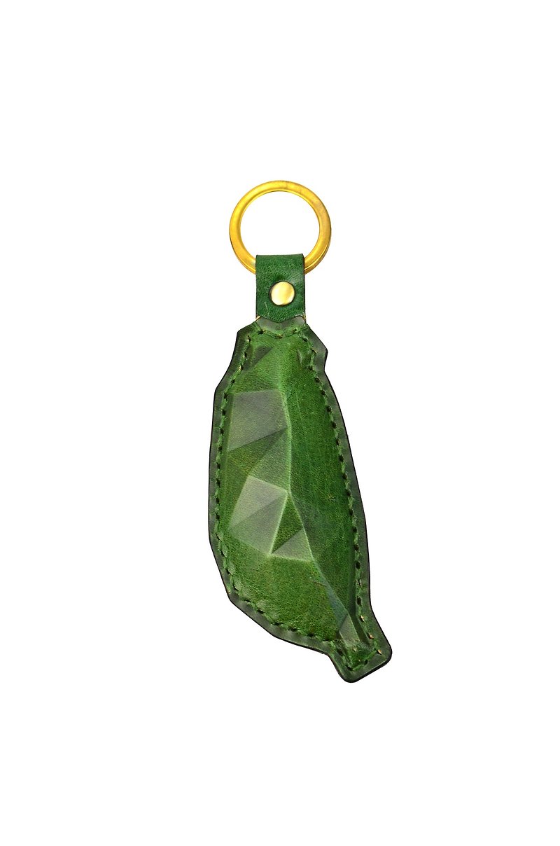 PIPILALA Leather Design 立體革鑰匙圈 - 守護台灣 (森林綠) - 鑰匙圈/鑰匙包 - 真皮 綠色