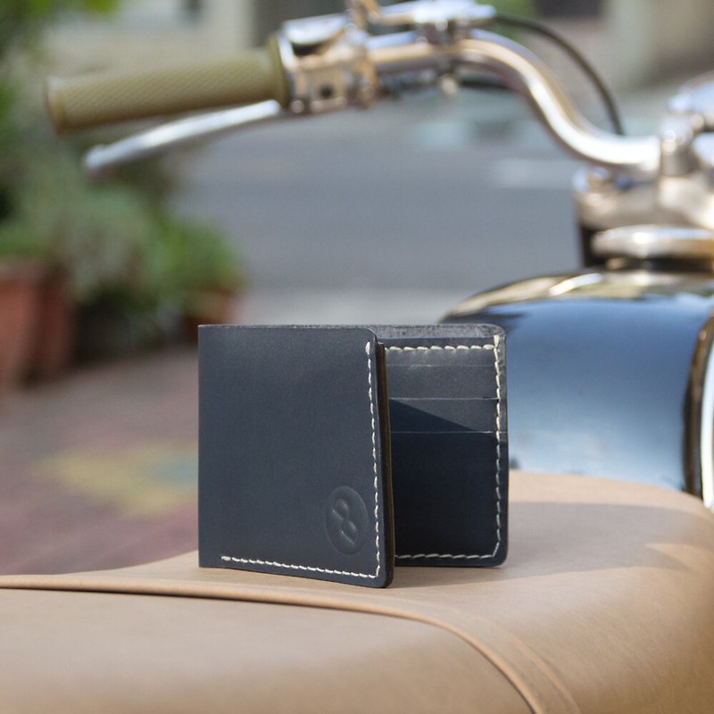 DUAL the Classic short wallet - กระเป๋าสตางค์ - หนังแท้ สีน้ำเงิน