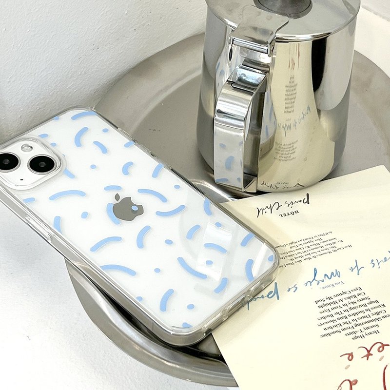 stem pattern jelly hard phone case (blue) - เคส/ซองมือถือ - วัสดุอื่นๆ สีน้ำเงิน