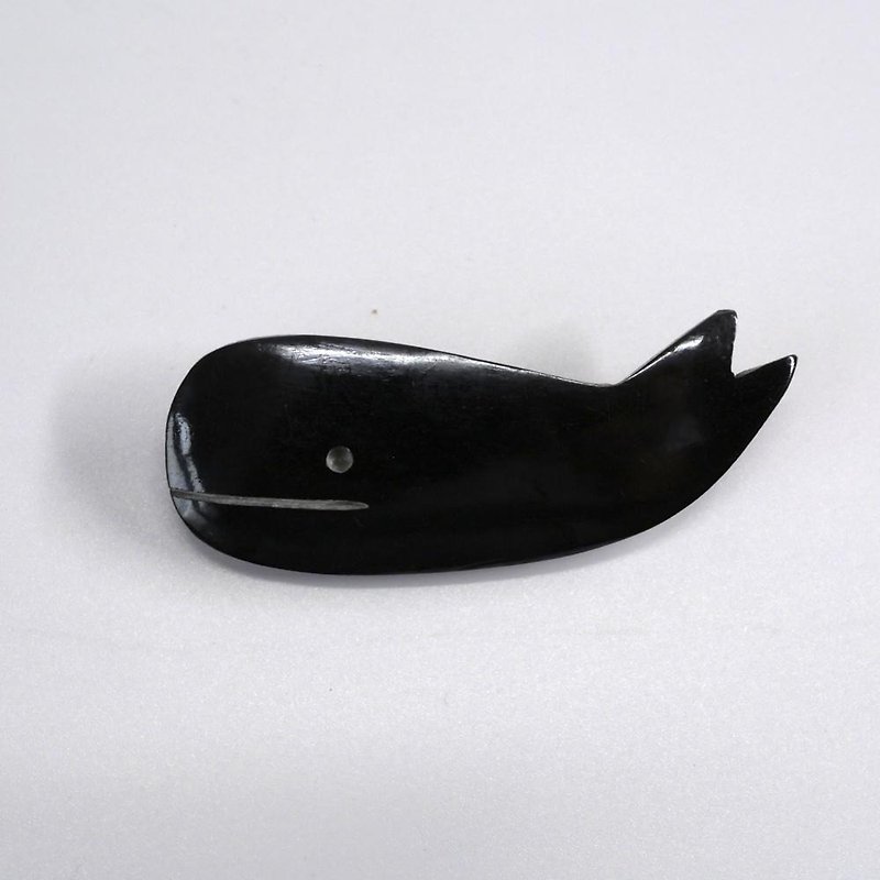 Buffalo Bone Brooch / Whale Black - Brooches - Eco-Friendly Materials 