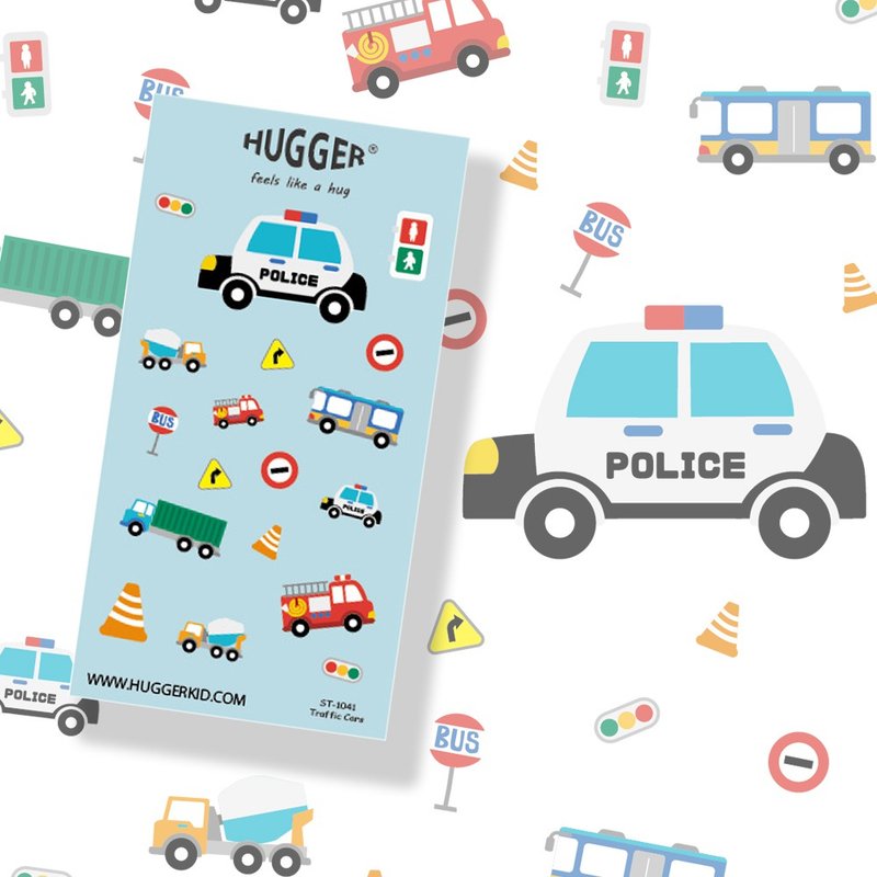 HUGGER 割型貼紙 圖樣-小汽車 警車 交通車 防水不乾膠貼紙 - 貼紙 - 防水材質 藍色