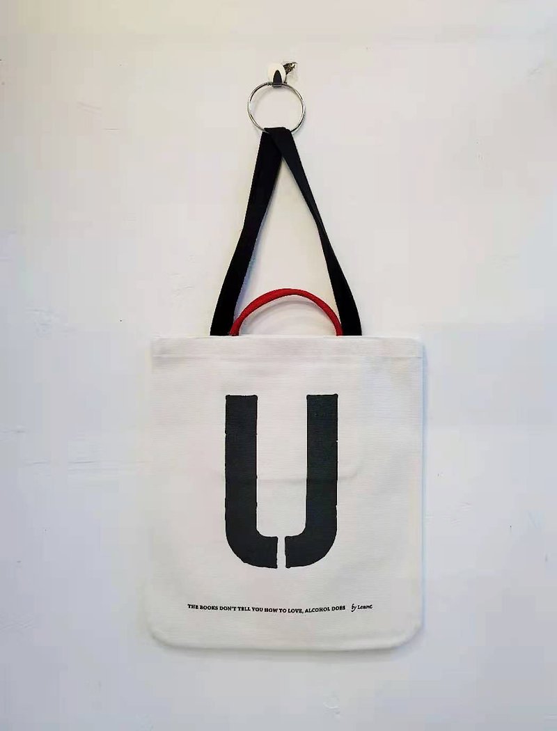 U FOR Urchin TOTE BAG - กระเป๋าถือ - ผ้าฝ้าย/ผ้าลินิน ขาว