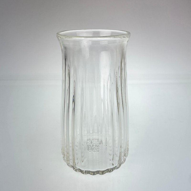 Transparent straight line bottle (narrow) hand-made glass flower vessel hand-blown - Pottery & Ceramics - Glass Transparent