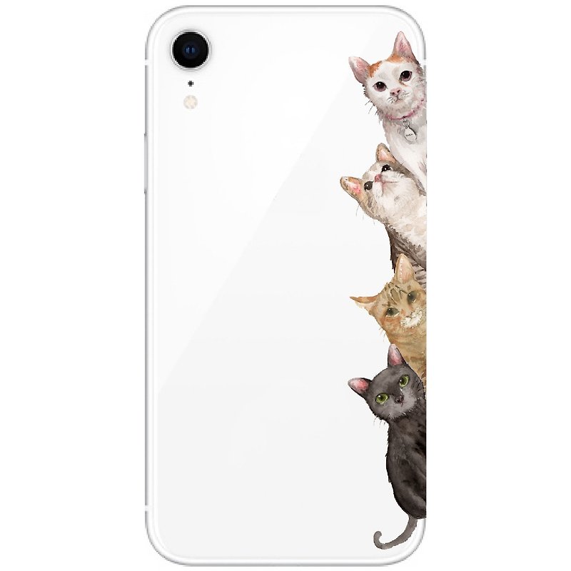 Four cats x peekaboo-mobile phone case | TPU Phone case anti-drop air pressure case | - เคส/ซองมือถือ - ยาง สีใส