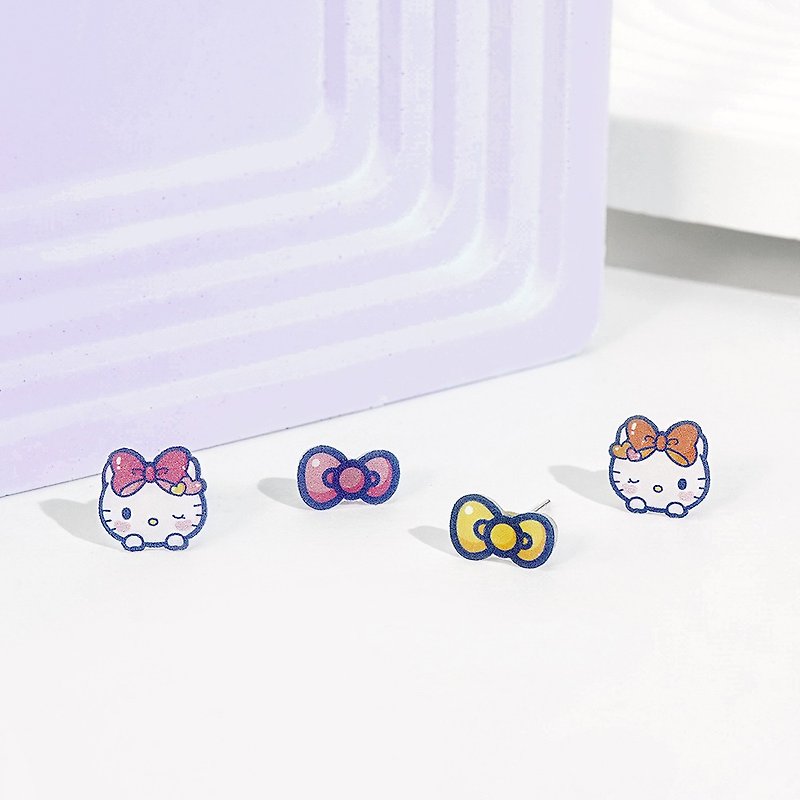 Hello Kitty 50th Anniversary-Hello Kitty Earring Set-Sister Style - ต่างหู - โลหะ หลากหลายสี
