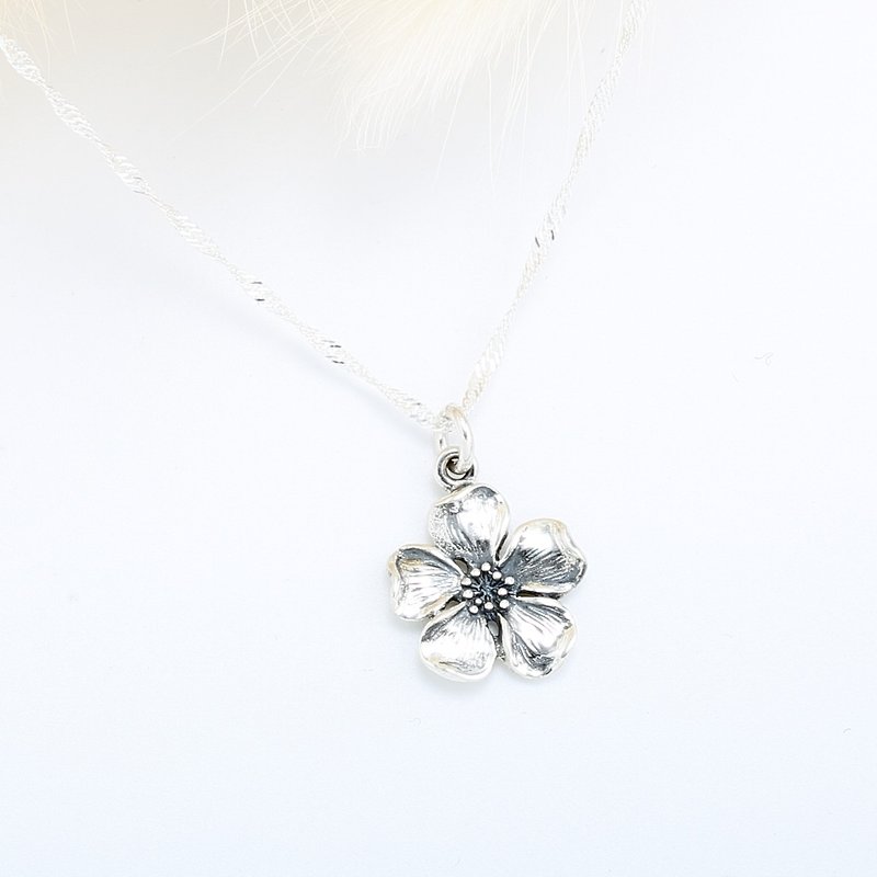 Sakura Japanese cherry s925 sterling silver necklace Valentine's Day gift - สร้อยคอ - เงินแท้ สีเงิน