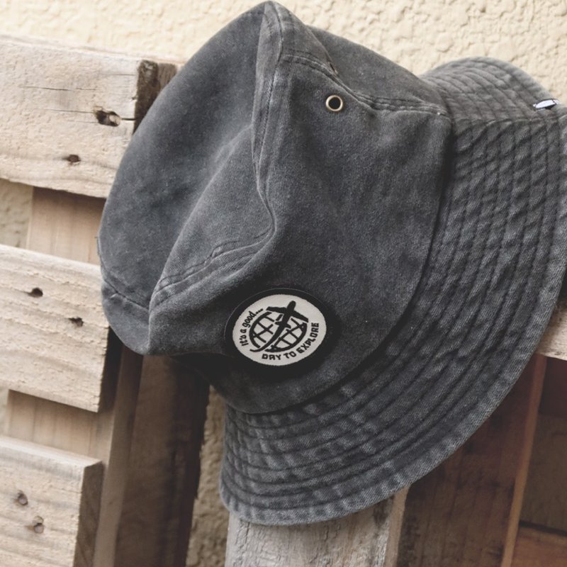 BURA Vintage Hat with Custom Designed Patch - Black - Hats & Caps - Cotton & Hemp Black