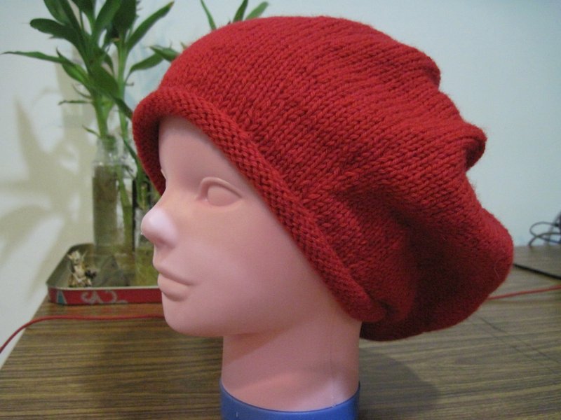 Curled Little Red Riding Hood - หมวก - ขนแกะ สีแดง