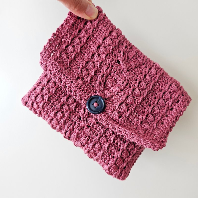 Crochet Cosmetic Bag - Toiletry Bags & Pouches - Cotton & Hemp Pink