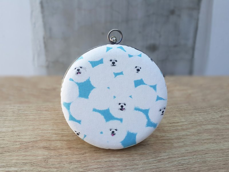 比熊犬 日本布 口金硬殼包 小圓包   棉花狗狗 - 側背包/斜背包 - 棉．麻 