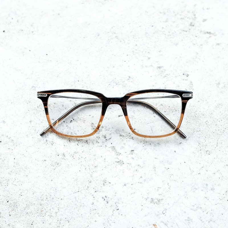 [メッシュ]日本企業のヘッド限られた勾配ブロック勾配茶チタン眼鏡フレームの寺院 - 眼鏡・フレーム - その他の素材 ゴールド