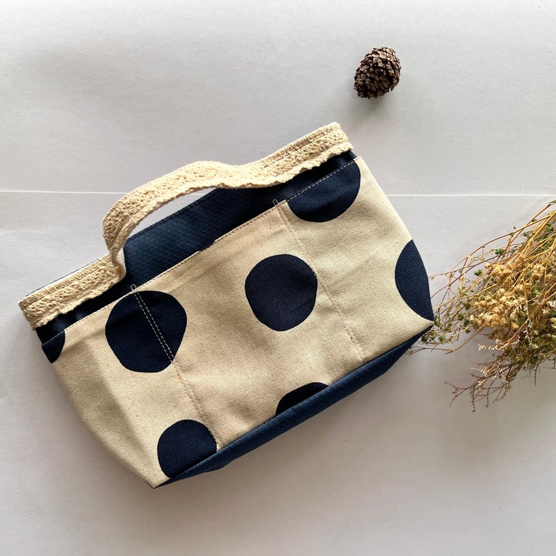 Bag within bag bag within bag storage bag large polka dot blue - Toiletry Bags & Pouches - Cotton & Hemp Blue