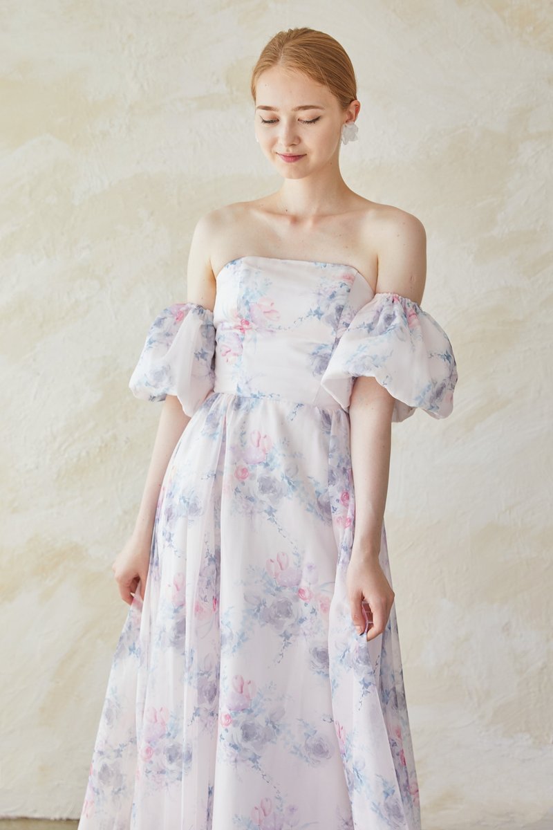 Wild Garden Dress - Gray Blue - ชุดราตรี - วัสดุอื่นๆ หลากหลายสี