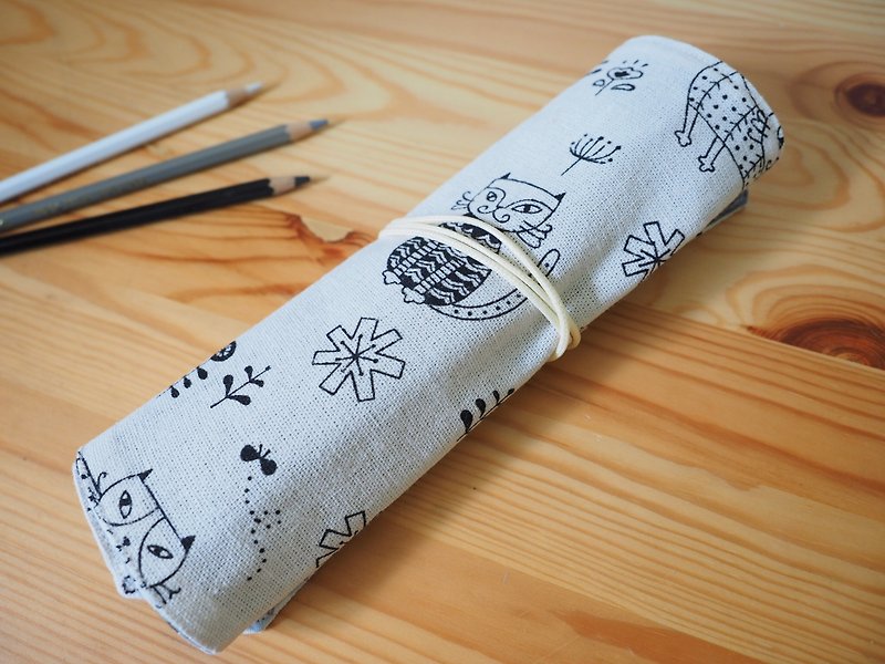 Handmade pencil roll case, tool roll, wrap case - Pencil Cases - Cotton & Hemp Gray