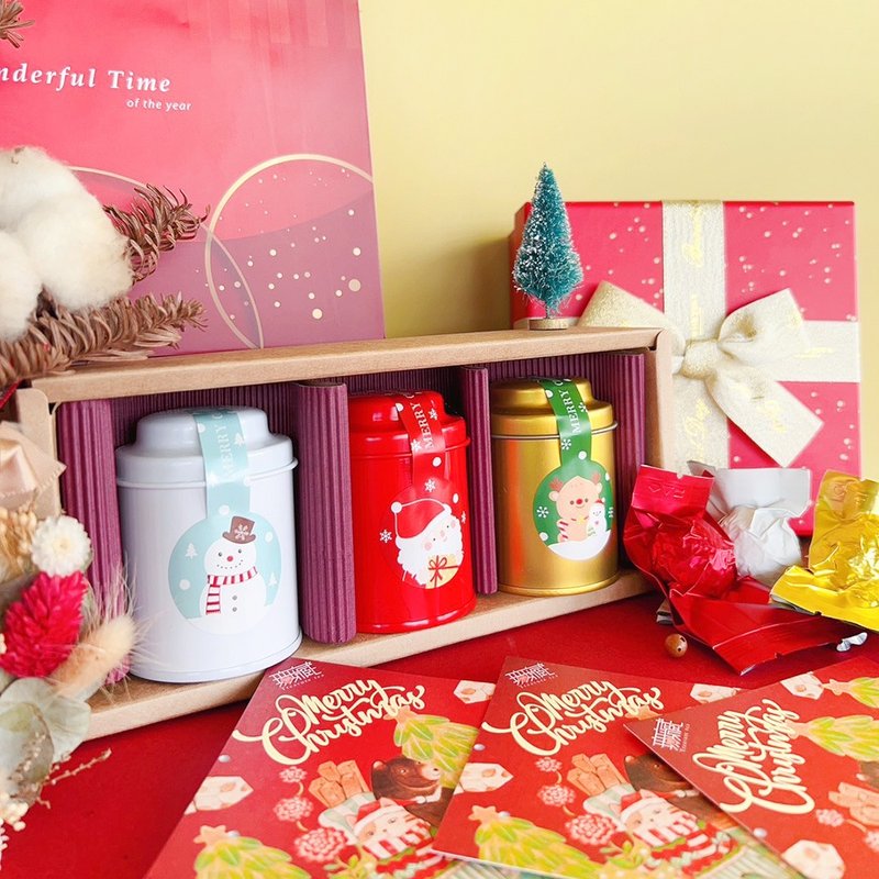 C2【Christmas Gift】Taiwan Tea Black Tea Comprehensive 3-piece Gift Box【Santa Claus/Snowman/Reindeer/Snow Baby - ชา - อาหารสด หลากหลายสี