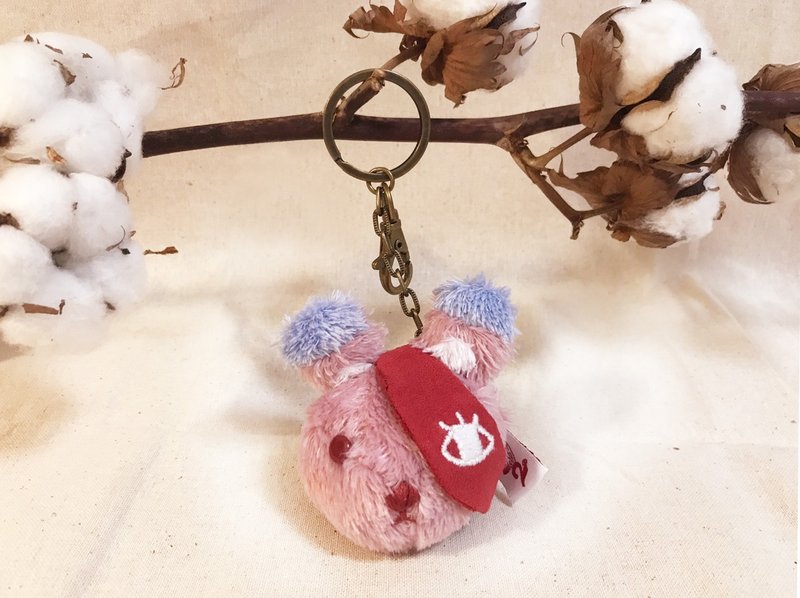 [N Rabbit studio] Purely handmade round face plush N Rabbit keychain - Keychains - Polyester Pink