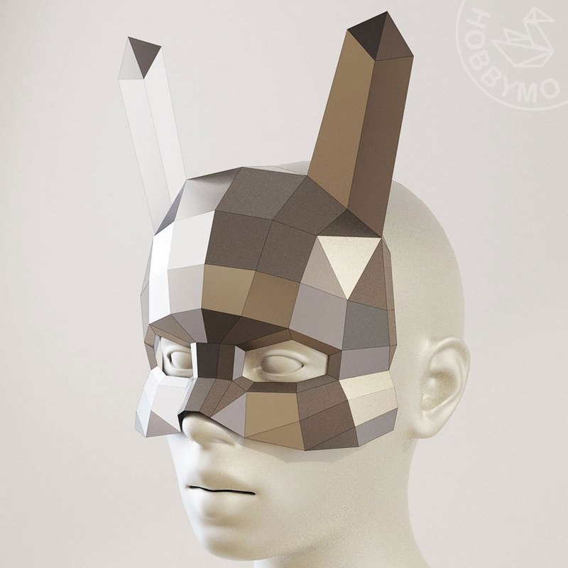 DIY Paper Rabbit Mask Papercraft Printable PDF - 手工藝教學/工具書 - 其他材質 