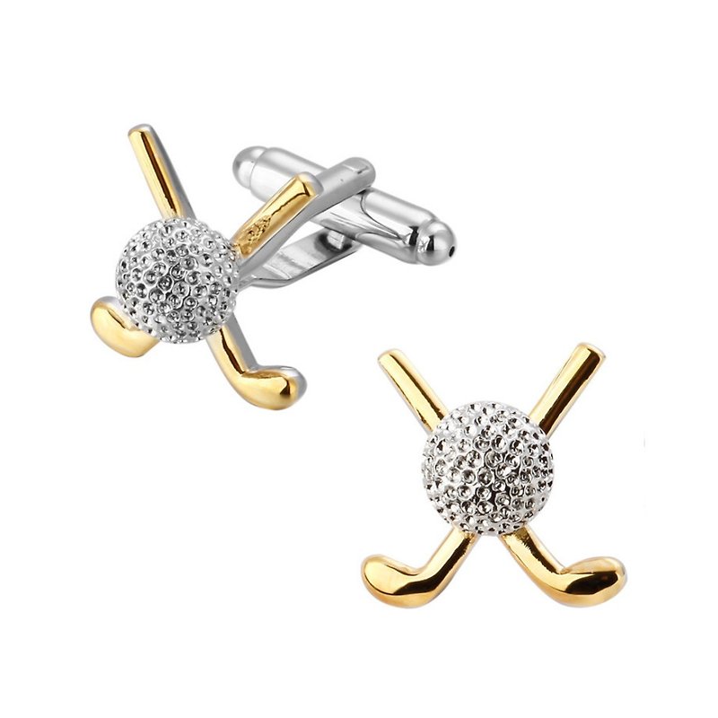 Kings Collection Gold and Silver Golf Men Cufflinks KC10026a Gold - Cuff Links - Other Metals Gold