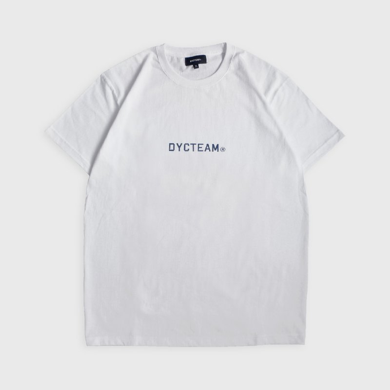 DYCTEAM - CLASSIC BLUE - 筆刷LOGO重磅TEE (white) - 帽T/大學T - 棉．麻 白色
